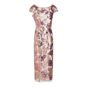 Marchesa Notte Floral Sequin Embellished Tulle Midi Dress NWT Size 16